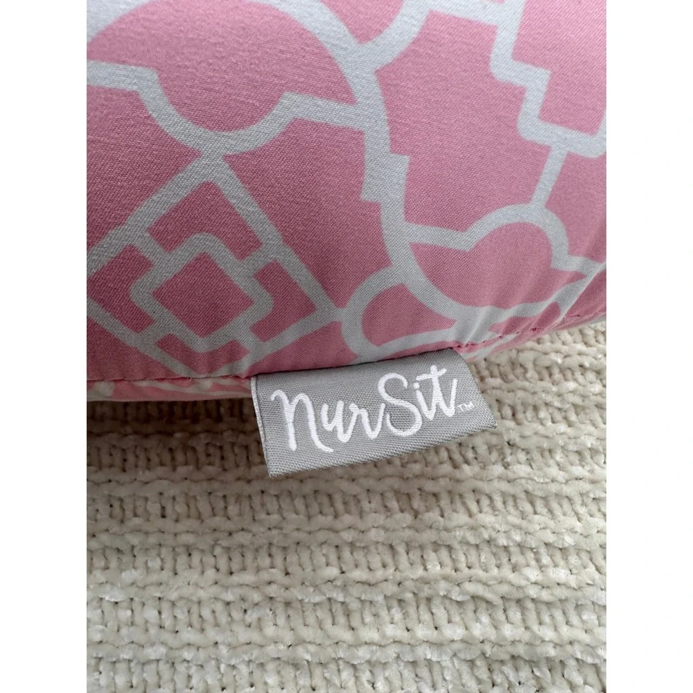 NurSit Nursing Pillow Pink White Trellis Geometric Breastfeeding Support Cushion